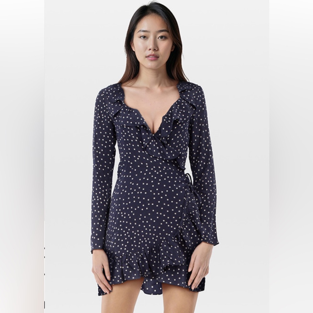 Realisation Par Blue Ruffled Wrap Dress
